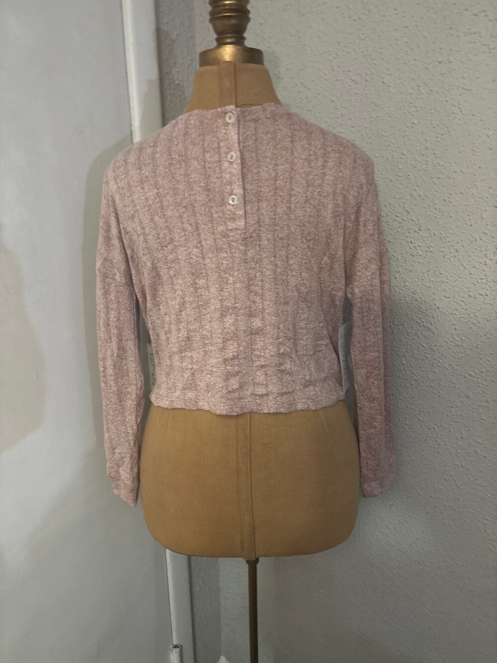 Cloud Chaser Button Down Cropped Henley Sweater XS Classic Preppy Casual NEW